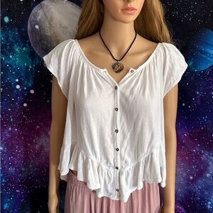 We The Free L on/off the shoulder Button-Down top